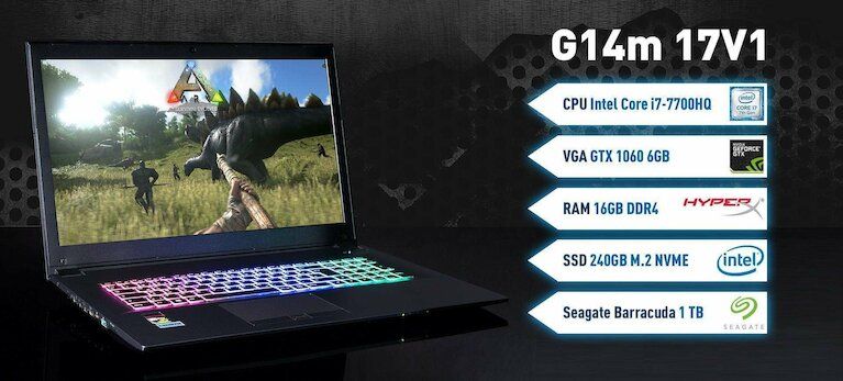 Captiva G14m 17V1 Gaming Notebook mit Intel i7 7700 Geforce GTX 1060